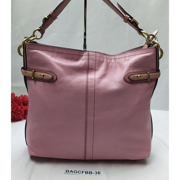 Coach Pink Leather Zipper Closure Hobo Shoulder Bag - Picture 2 of 15